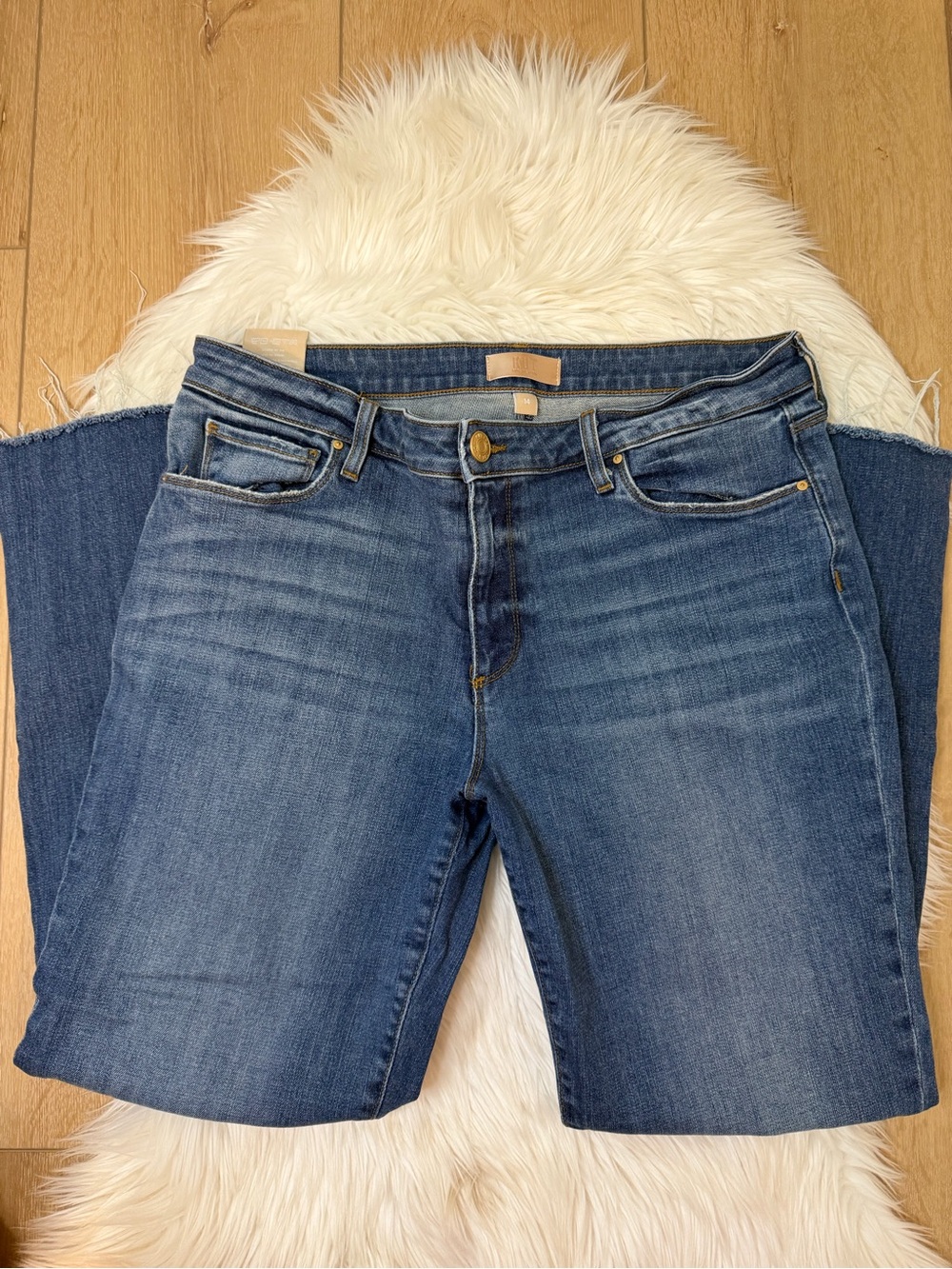 Kut from the Kloth Reese Ankle Straight Leg Raw Hen Jeans Size 14 - Picture 2 of 5